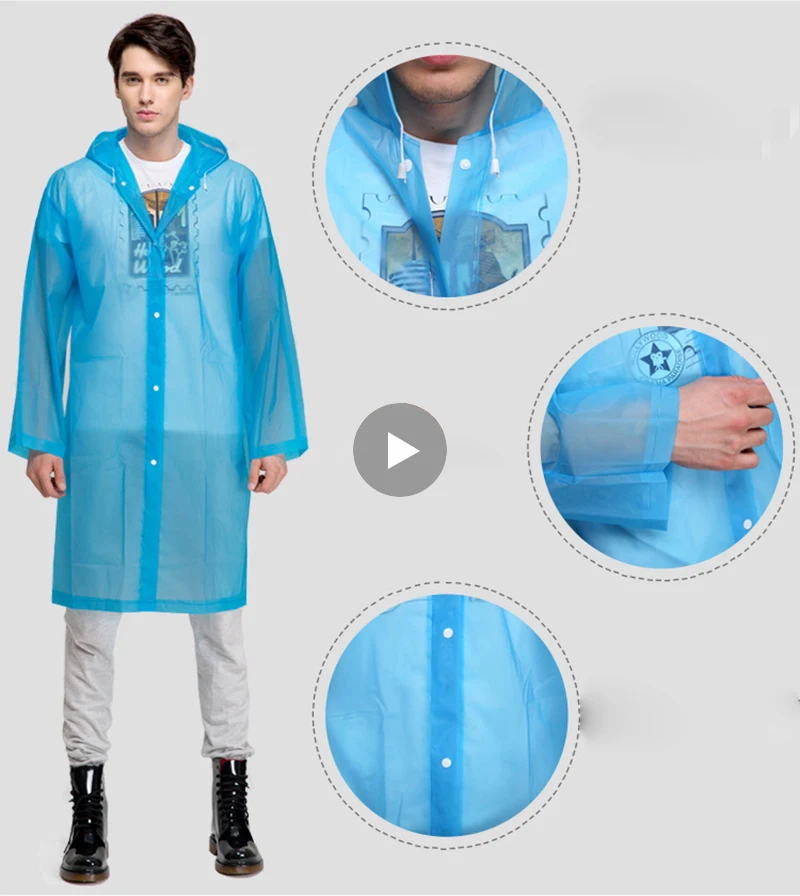 

Fashion Women Men EVA Transparent Raincoat Portable Outdoor Travel Rainwear Waterproof Packable Windbreaker Rain Jacket Coat