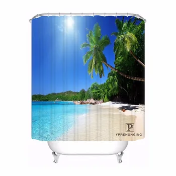 

Custom Beach Sand Palm Trees Waterproof Shower Curtain Home Bath Bathroom s Hooks Polyester Fabric Multi Sizes180509-15
