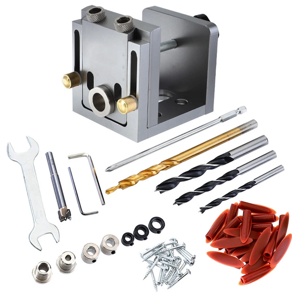 57pcs Pocket Hole Jig System 9mm Wood Jig Dowel Jig Drill Locator Tool for Carpentry