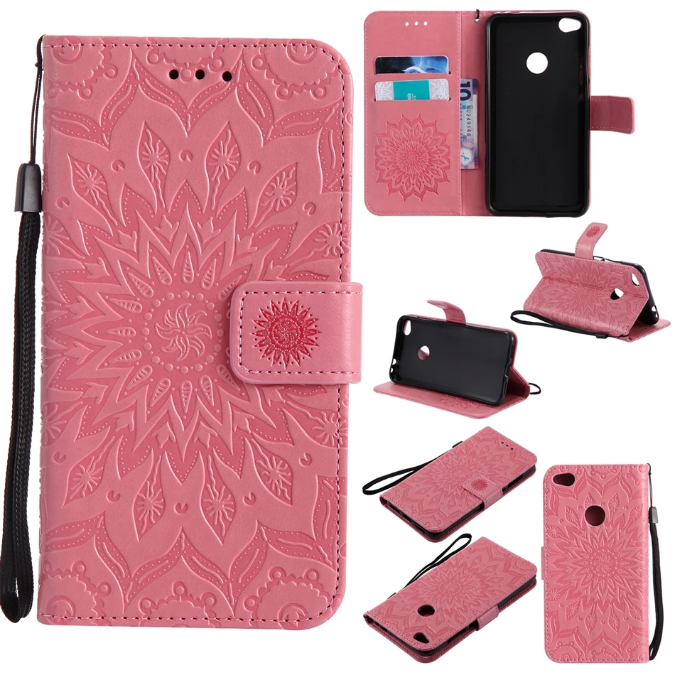 for Ascend P8 P8 lite Coque Luxury PU Leather Emboss 3D flower Stand Flip Soft Silicon Wallet Cover Huawei P8 lite 2017 Case  (1)