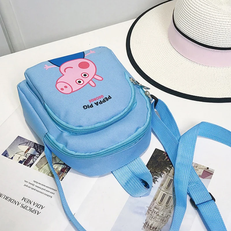 Peppa Pig Toy Cartoon Character Action Figure Backpack High Quality Material Nylon Cloth Cartoon Bag School Bag Children's Gift