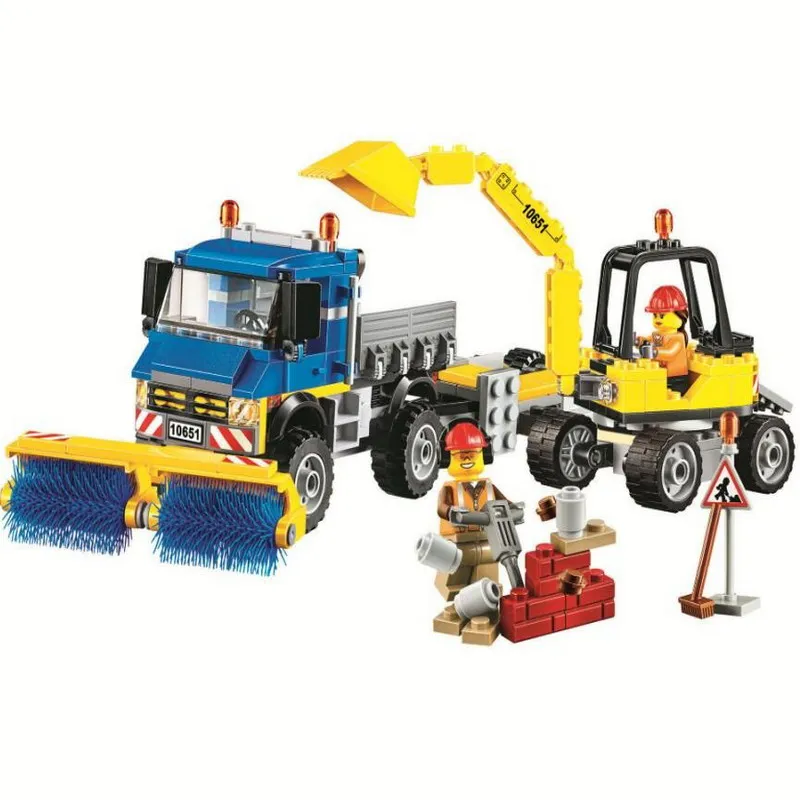 

10651 BELA City Series Construction Sweeper Excavator Model Building Blocks Enlighten Figure Toys For Children Christmas Gift