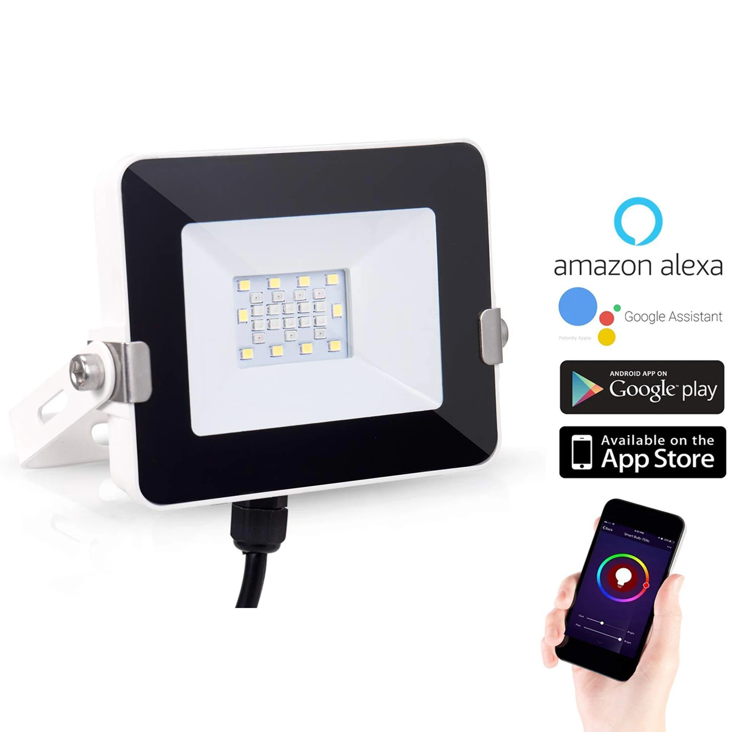 

RGB Flood Light WiFi Smart Lighting LED Multicolor Waterproof(IP65) 10W Indoor/Outdoor Security Lights Spotlight Party Lighting