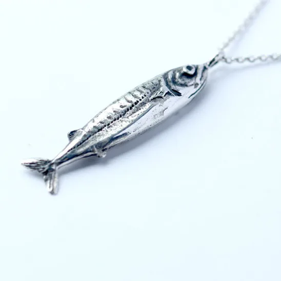 

Sardine charm Ocean Jewelry Pilchard Fish Pendant Necklace