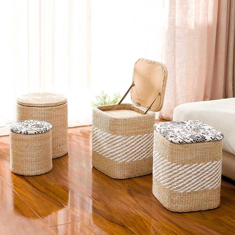 Outdoor Rattan Wicker Bar Counter Table Stool Shelves Garden Patio Furniture Household Essentials Seagrass Wicker Storage Seat Stools Ottomans Aliexpress