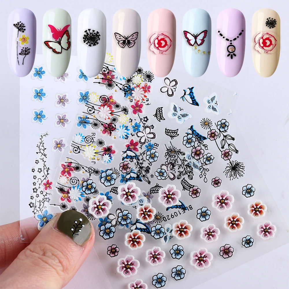 

1 Sheet Nail Art Transfer Stickers 3D Flower Design Manicure Tips Decal Decorations high quality hot selling Blossom Flower