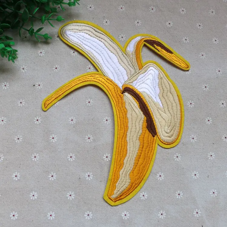 

Big Banana Patch Special Flat Embroidered Applique Iron on Patches for Garment Clothes Dress Bags DIY Accessory