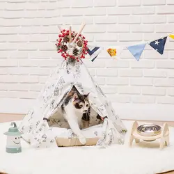 Новое поступление палатка для домашних животных домик для домашних животных палатка деревянный питомник Холст Щенок любовь Собака Кошка