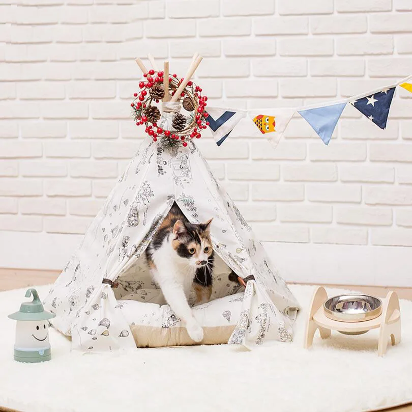 New arrival Pet tent Dog house Pet House Tent Wooden Kennel canvas