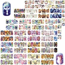 48 шт./компл. милые животные полный Обёрточная бумага ногти наклейки переводятся с помощью воды, наклейки для ногтей Стикеры DIY украшения Советы слайдер JIA1273-1320