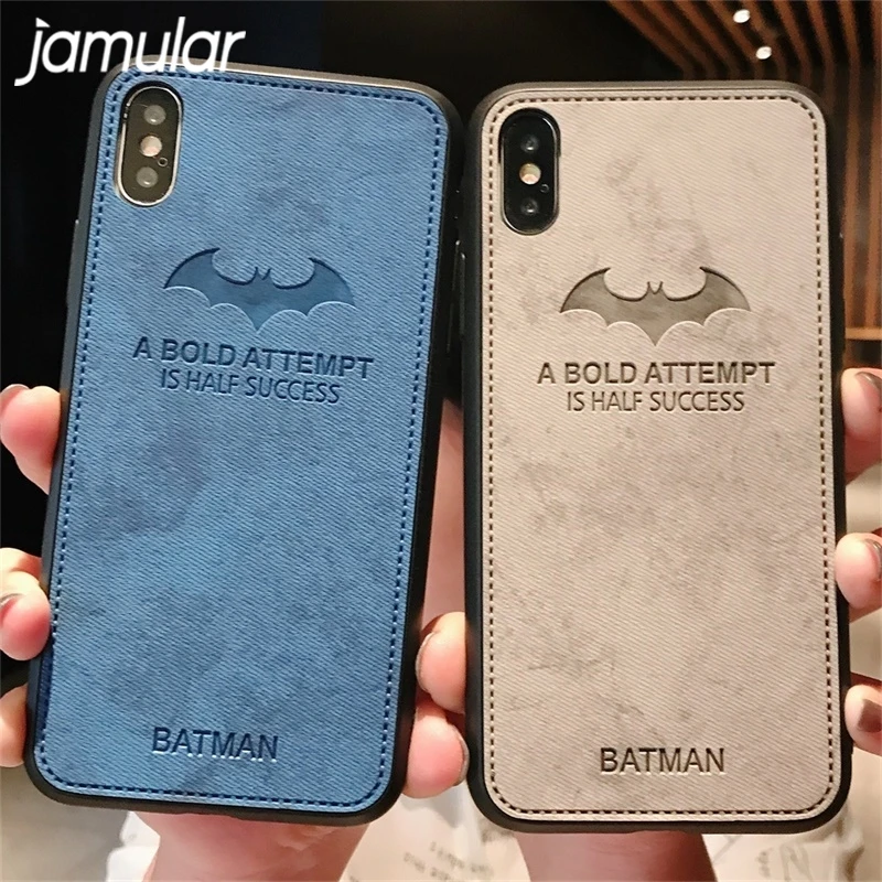 

JAMULAR Fabric Cloth Batman Phone Case For iPhone XS MAX XR X 7 8 6 6s Plus Super Hero Vintage Patterned Soft Back Cover Fundas