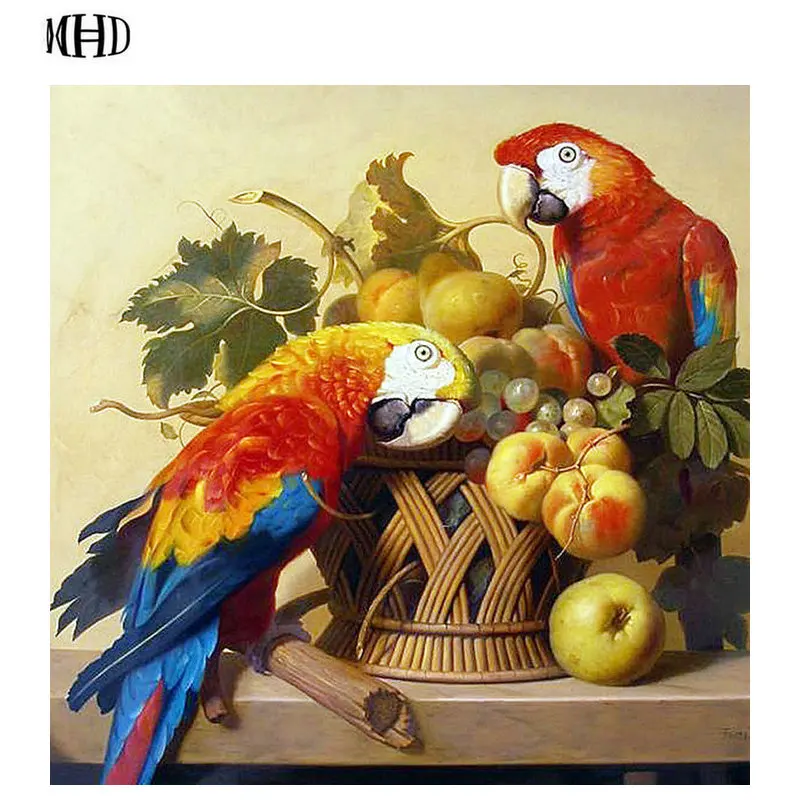 MHD Diamond painting Cross Stitch Parrot Full Embroidery animals pattern 3D square/round Rhinestone Needlework |
