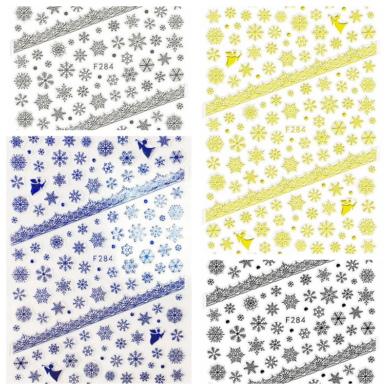 

1 Sheet Beautiful Winter Snowflake Angel Lace Designs Adhesive Nail Art Stickers Decals DIY Tips 5 Colors F284#