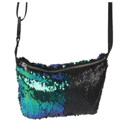 SNNY Fashion Mermaid кошелек с блестками сумка косой сумки через плечо двойной цвет (синий и черный)
