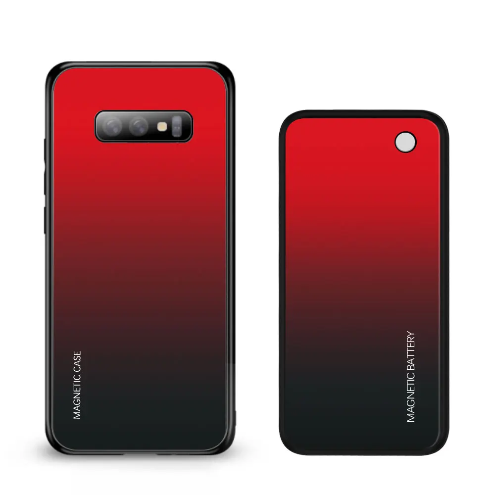 KISSCASE закаленное стекло PowerBank чехол для samsung Galaxy S10 S9 S8 Plus Note 8 9 S10E Беспроводная Магнитная батарея зарядное устройство чехол - Цвет: Красный