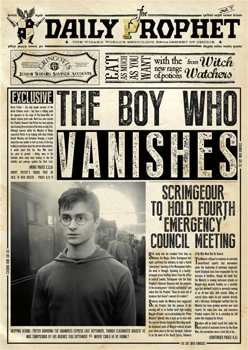 Harry Potter Newspaper Printable Free Printable World Holiday