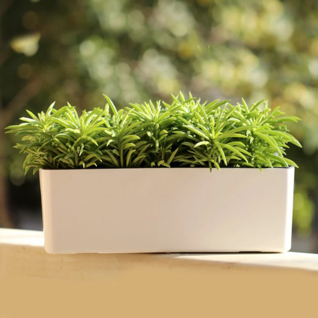 39cm Detachable Self Watering Houseplant & Herb Indoor Rectangular Planter Pot Vase - 2 Colors