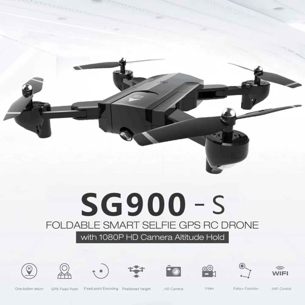 

SG900-S 2.4G RC Drone Foldable Selfie Smart GPS FPV Quadcopter with 1080P HD Camera Altitude Hold Follow Me One Key Return