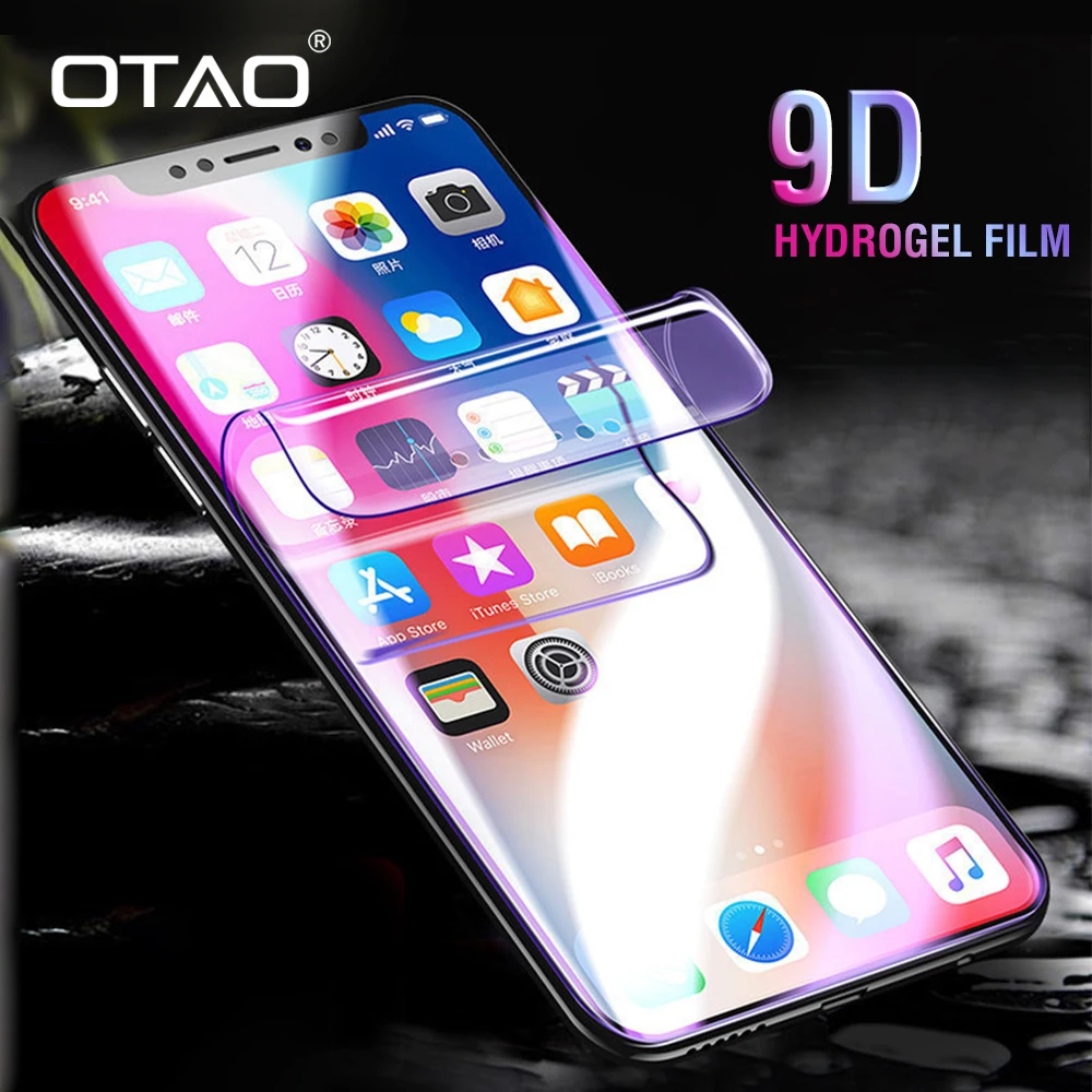 OTAO New 9D изогнутая полноэкранная Гидрогелевая пленка для iPhone XR XS MAX X 8 7 6 6 S Plus Защитная пленка для Apple 10 9