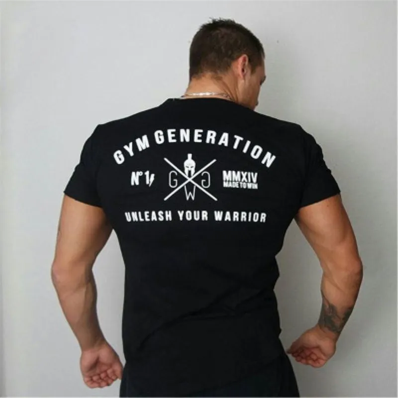 Mens Summer gyms Fitness brand T shirt Crossfit Bodybuilding Slim