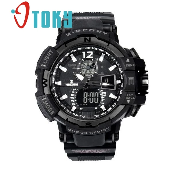 

OTOKY watch Men Rubber LED Digital Sports Waterproof Quartz Wrist Watch Dual Display watches relojes hombre #30 Gift 1pcs