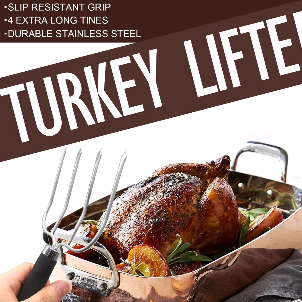 New Turkey Lifter Forks Set Stainless Steel Turkey Lifters and Poultry Lifters Claws Carving Forks BBQ Kitchen Assessoies