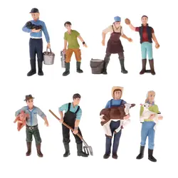 8x окрашенные модели фигурки людей фермеры макет Пейзаж декорации аксессуары