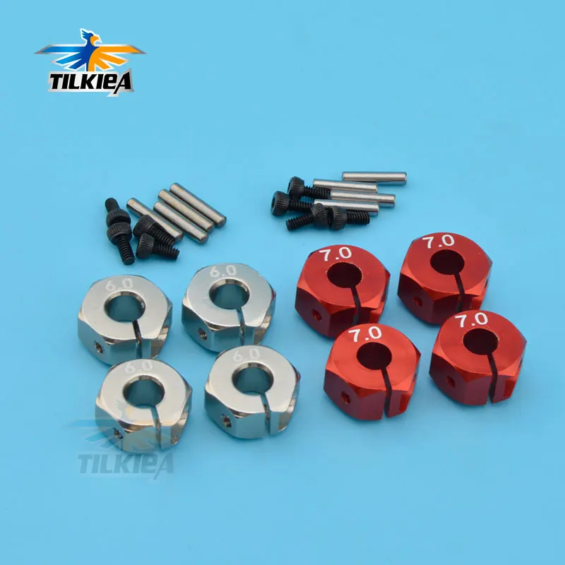 

4PCS 12mm Aluminum Wheel Hex Hubs Adapter Thickness 6.0mm / 7.0mm with Axle Pins Screw for HSP RC Rock Crawler Truck