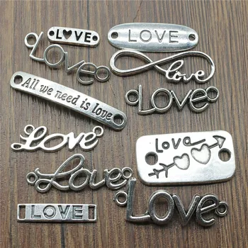 

10pcs Charms Connector For Jewelry Making Love Charms Love Connector Antique Silver Color Love Connector Pendant Charms