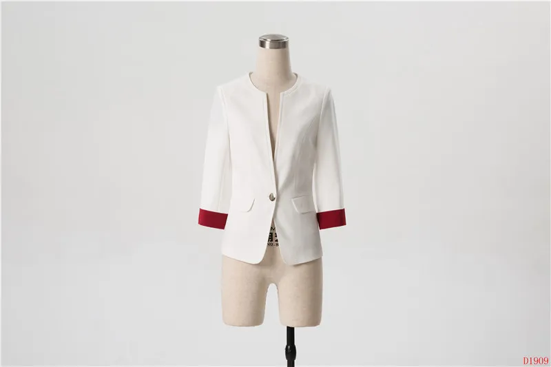 Модный белый блейзер для женщин, деловые костюмы, платье и куртка, комплект для работы, Женская Офисная форма, стиль, половина рукава