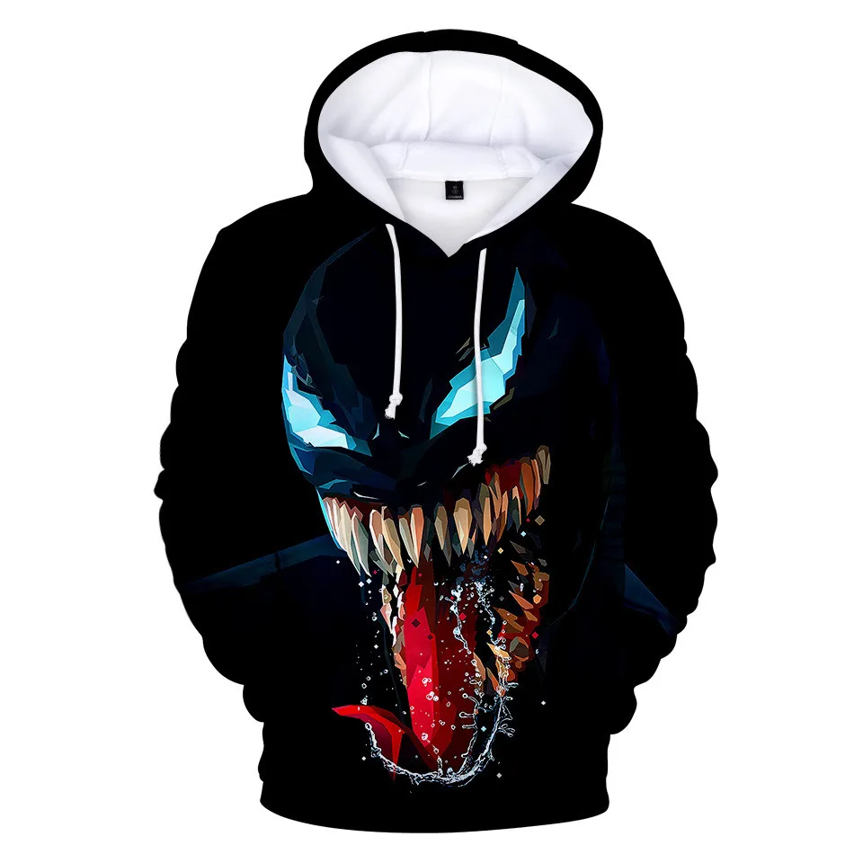 Venom толстовки для мужчин 3d принт Толстовка Повседневная куртка с карманами для мужчин и женщин хип хоп Harajuku одежда 4XL