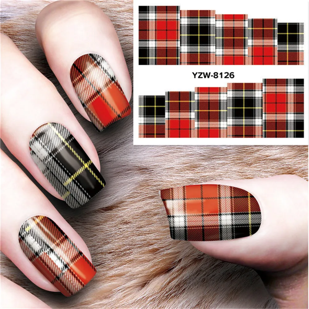 

5 Sheets Grid pattern Nail Sticker Hollow out Water Transfer Decal Sliders for Nail Art Decoration Tattoo Manicure Wraps Tool