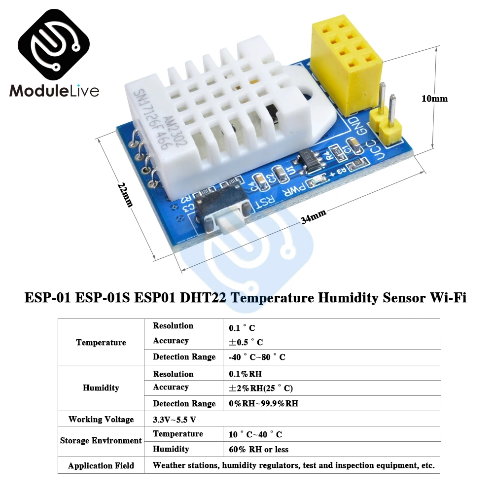 ESP8266 ESP-01S ESP-01 ESP01 DHT22 AM2302 Цифровой Датчик температуры и влажности Wifi модуль Замена SHT11 SHT15 высокая точность