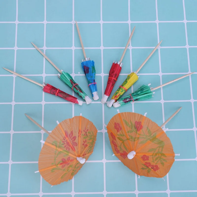 

Cocktail Decorative Garnishes Umbrella Bamboo Stick Form Snack Cakes Fruit Sign 6.5 Cm Long Disposable 10 Pcs/set Random Color