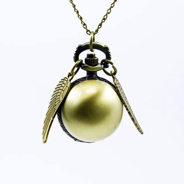 Vintage Bronze Steampunk Snitch Ball Quartz Pocket Watches With Pendant Necklace Vintage Bronze Steampunk Snitch Ball Quartz Pocket Watches With Pendant Necklace