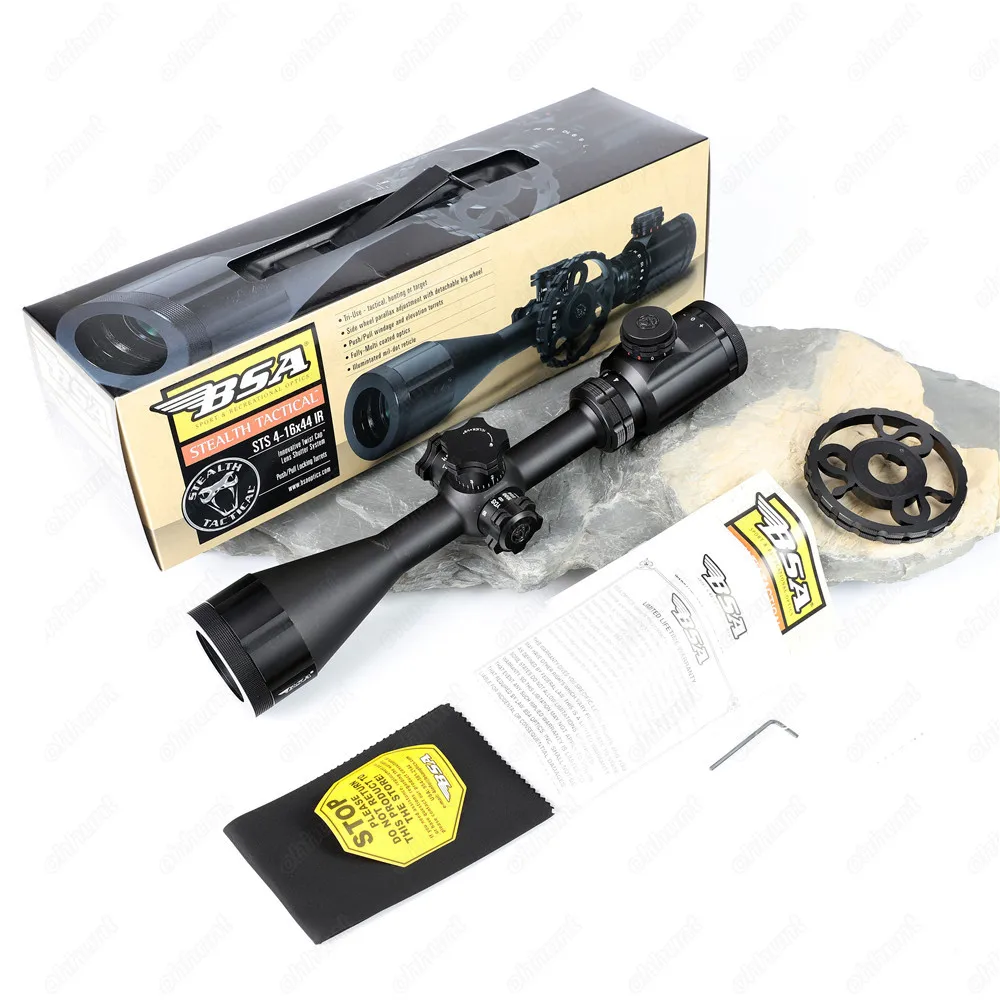 BSA Stealth Tactical STS 4-16X44 IR Hunting Optics Riflescopes Side Parallax Glass Etched Mil Dot Reticle Turrets Lock Scope (13)