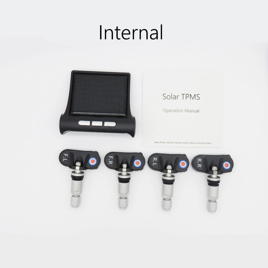 Tire Pressure Monitor System Alarm 4 Internal / External Sensor Temperature Gauge Meter Car Solar Power TPMS Visture T01W T06N