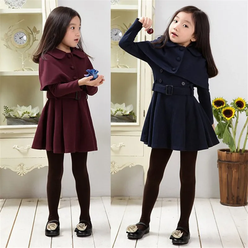 Autumn Winter Girls Clothes Wool Dresses Tippet Princess Dress Mantle Two Piece Children Clothing 2-11 Years Kids Clothes Autumn Winter Girls Clothes Wool Dresses Tippet Princess Dress Mantle Two Piece Children Clothing 2-11 Years Kids Clothes