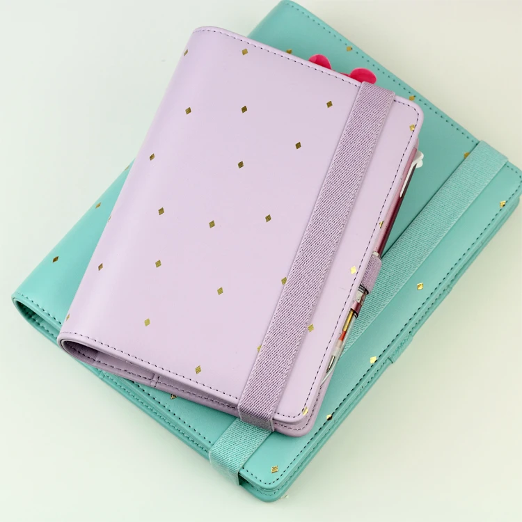 2016 New Arrive Star JM Polka Dot 6 loose leaf Notebook A5 A6 Organizer Planner With Elastic Bind Match Dokibook Filler