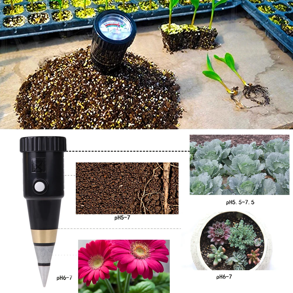 

3~8pH Handheld Soil Moisture Meter With PH Level Meter Tester Anolog Display For Flowers Crops Plants Vegetable Soil PH Meter