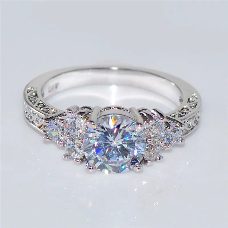 Роскошное женское кольцо с кристаллами и цирконием, милое 925 Серебряное обручальное кольцо, обручальное кольцо для женщин
