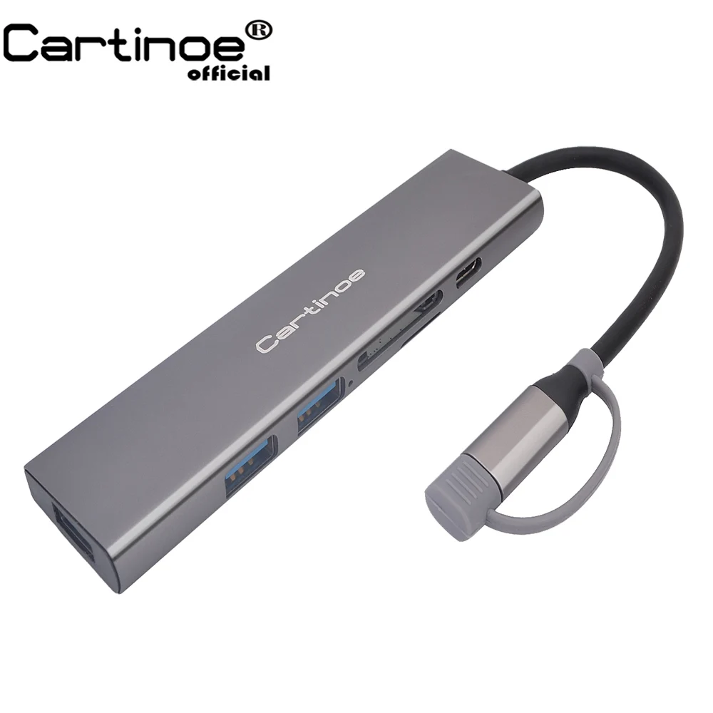 

Cartinoe USB 3.0 Hub for Macbook Pro Type C Hub 6 in 1 Multi-Port Adapter USB-C Charge Port for MacBook 12 Thunderbolt USB-C Hub