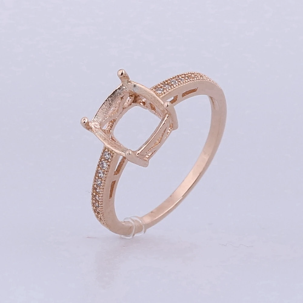 

Solid 10k Rose Gold Natural Diamonds Women Engagement Wedding Ring 7x7mm Cushion Semi Mount Jewelry Setting