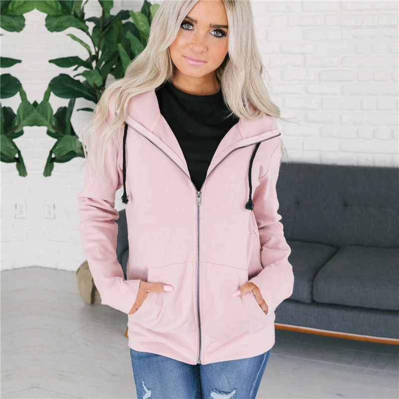 2019 Oversize Hooded Sweatshirt Women Long Sleeve Autumn Spring Coat Patchwork Pocket Zipper Hoodie Plus size Zip-up Ladies Tops 2019 Oversize Hooded Sweatshirt Women Long Sleeve Autumn Spring Coat Patchwork Pocket Zipper Hoodie Plus size Zip-up Ladies Tops