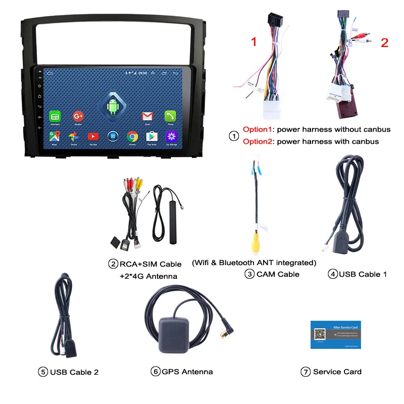 Clearance 4G 3G WIFI All Netcom  Android 8.0 2+32G car dvd gps For Mitsubishi Pajero 2006-2011 support steering wheel bottons control 5