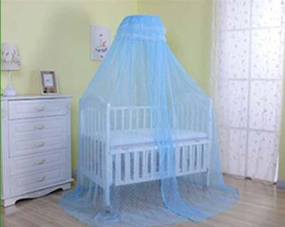 Детская кроватка сетка принцесса балдахин навес детские постельные принадлежности круглый кружево Москитная сетка для ребенка спальный 4 цвета - Цвет: blue