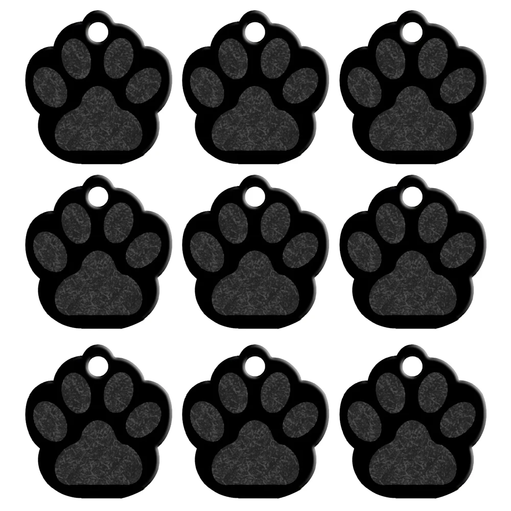 20 шт./лот собачья лапа "идентификационная бирка на заказ для питомца собаки ошейник для кота аксессуары персонализированный собачий имя, номер телефона, выгравированные анти-потерянный - Цвет: Черный