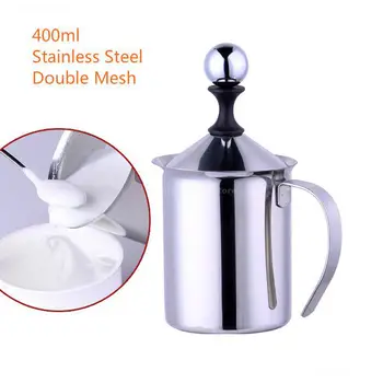 

New Nespresso Keurig Coffee Maker 400ml Stainless Steel Double Mesh Milk Frother Foamer Creamer Kitchen Tool Free Shipping