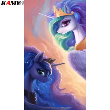 

Full 3D Diamond Embroidery Cross Stitch Cartoon horse DIY Full Square Stick Drill Drawing Resin Diamond Painting Rhinestone HYY