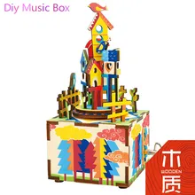 Модель здания 32 шт. деревянная музыкальная шкатулка Сделай Сам Кукольный дом Кукольный домик кукольный день рождения миниатюрные игрушки для детей игрушки JHZQW070-07